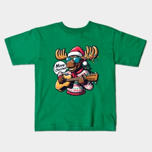 Merry Christmoose Moose Christmas 2024 Kids T-Shirt